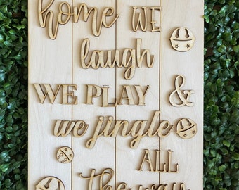 Christmas DIY wood sign - We Jingle all the way round unfinished home decor blank