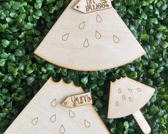 DIY Watermelon Shelf Sitter - summer fruit picnic party tiered tray vignette wood sign whimsy seeds festival