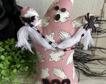 Halloween home decor - Ghost fabric shelf sitter tiered tray vignette