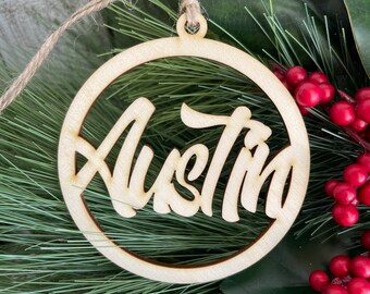 Austin Ornament - Texas ATX 512 state capitol lone Star city tag car charm souvenir travel moments remember reunion vacation 2023