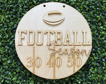 Football Season DIY wood sign - Game Time unfinished door hanger wall decor craft supply sign kit blanks round wreath sign Customizable