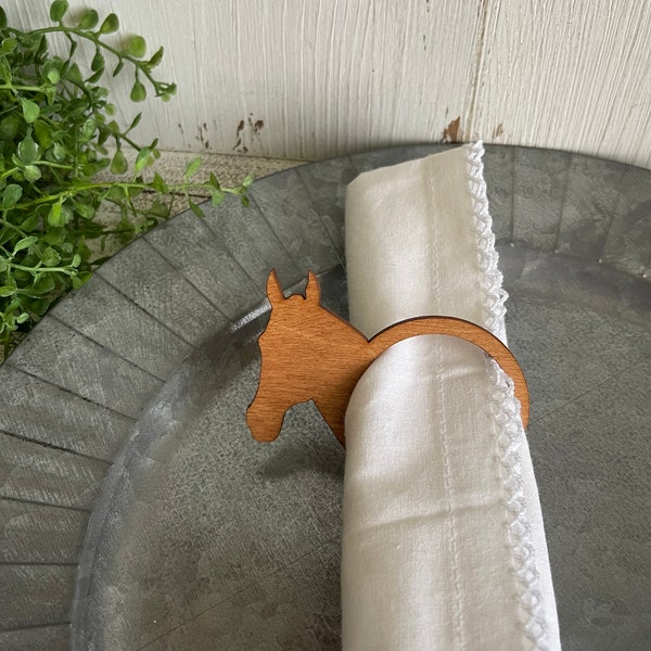 Horse napkin ring - birch wood holder dinnerware setting