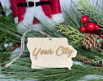 Custom Iowa State ornament- personalized city