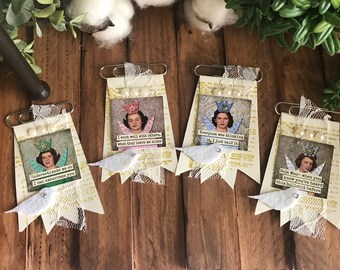 Handmade paper clips - Motivational planners junk journals ephemera vintage notebook bookmark altered embellishments scrapbook sassy humor