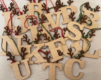Reindeer ornaments - Letter tag gift tag party favor