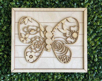 Butterfly DIY wood sign - cottage woods floral blank core woodland home decor