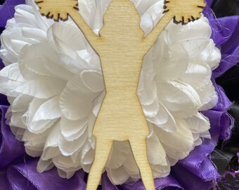 DIY wood cutouts - Cheer 4 inch high school homecoming mum Senior gift favor decor