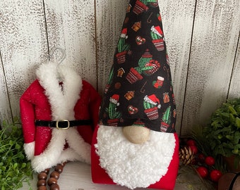Christmas Gnome - Cactus green black red festive southwest Santa hat stocking