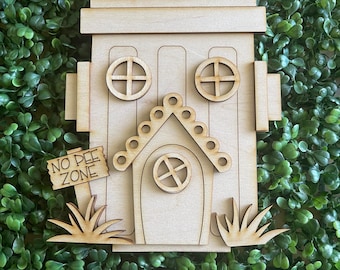 Fire Hydrant DIY wood sign - Fire Fighter Dog Welcome unfinished cut out door hanger wall decor craft supply sign kit blanks wreath sign