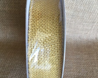 Mustard Burlap Flax Ribbon 1.5" x 10 yards Wedding Decor Jute Wreath fall rustic yellow