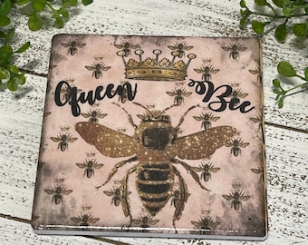 Queen Bee coaster or decor -  tiered tray filler centerpiece gift present favor