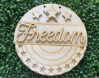 July 4th DIY sign - Freedom Sweet Land of Liberty USA America brave Independence Day USA Patriotic home decor door hanger