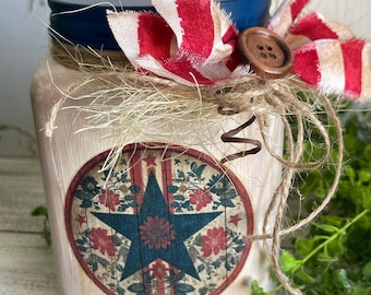 America Star Jar - USA Rustic Decor Handmade one of a kind United Stated 250