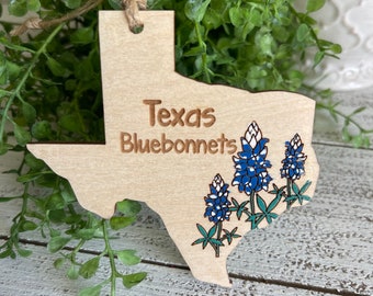 Texas Bluebonnet Ornament - Lone Star State Texan keepsake home welcome guest gift souvenir Christmas tag proud flower
