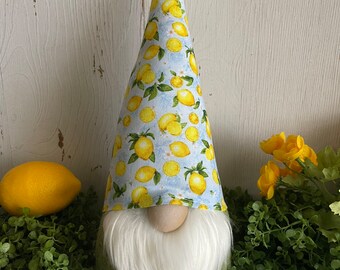 Lemon themed Gnome - Kitchen Dining home decor yellow blue farmhouse tiered tray vignette centerpiece shelf sitter table top