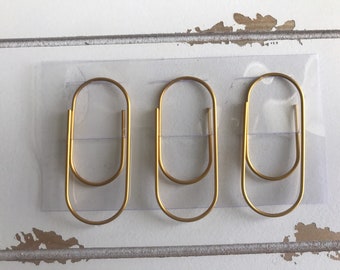 Gold Paper Clips  - set of three - ephemera scrapbook paper supplies