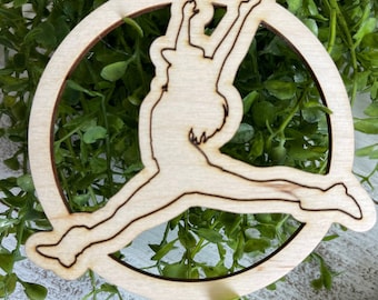Drill team Leaping Dancer Ornament - Dance team tag favor gift Kickline football mum homecoming present centerpiece decor