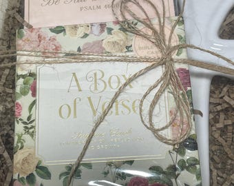 Religious Gift Set - White Ceramic Cross and Box of Verses faith