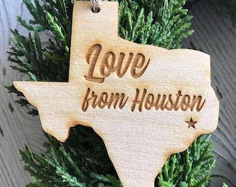 Love from Houston Texas Tag Ornament