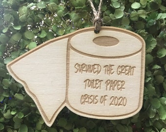 Toilet Paper Tag/Ornament/Car Charm - Survived the crisis TP wedding favor