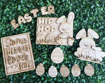 Easter DIY Tiered Tray sign - hip hop home decor centerpiece vignette craft supply sign kit blanks