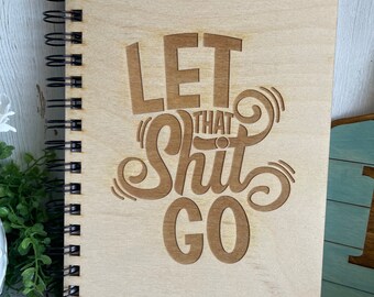 Wood Engraved Journal - Sketchbook Notebook blank unlined pages spiral bound Birch wood