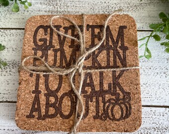 Pumpkin Spice themed cork coaster set - fall autumn