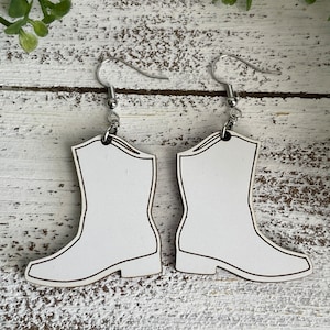 Drill Team Boot Earrings - DIY and Finished white mdf dancer high school homecoming mum kickline mom dance senior bling dangle drop