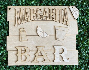 Margarita Bar DIY wood sign - unfinished cut out door hanger wall decor craft supply sign kit blanks round wreath sign