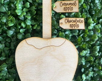 DIY Apple Shelf Sitter - Orchard season tree harvest tiered tray vignette wood sign whimsy caramel chocolate candy