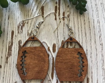 Football wood statement earrings