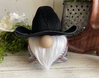 Western Cowboy Gnome - home decor gift for men tiered tray Ranch Farm Rodeo shelf sitter desk table top gift