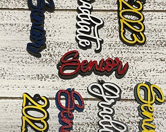 Graduation Senior 2023 earrings - Custom colors dangle statement wood natural boho minimalist