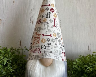Dog Gnome - decor shelf sitter gray neutrals wood arf pet puppy bow wow sit sniff