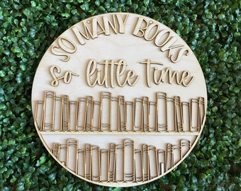 Book DIY wood sign - Reading librarian book lover housewarming realtor gift hostess gift round unfinished home decor blank
