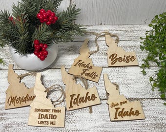 Idaho Ornament - State travel souvenir keepsake tag wedding party favor special event