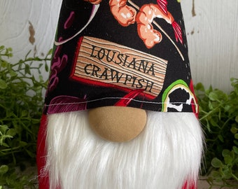 Crawfish Gnome - Louisiana  shrimp Cajun Kitchen Dining decor tiered tray centerpiece party vignette table shelf sitter gift