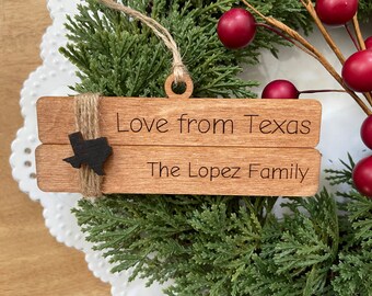 Texas Ornament - Love from Texas Custom personalized