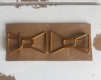 Gold Paper Clips - set of two - ephemera scrapbook paper supplies
