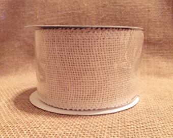 Off white - Ivory Burlap Ribbon 2.5" x 15ft