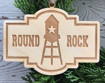 Round Rock Texas Ornament TX tag keepsake souvenir vacation reunion 2023