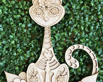 Day of Dead DIY wood sign - Cat unfinished cut out door hanger wall decor craft supply sign kit blanks round wreath sign