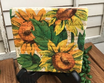 Sunflower Coaster - Decor tiered tray vignette table desk kitchen bar