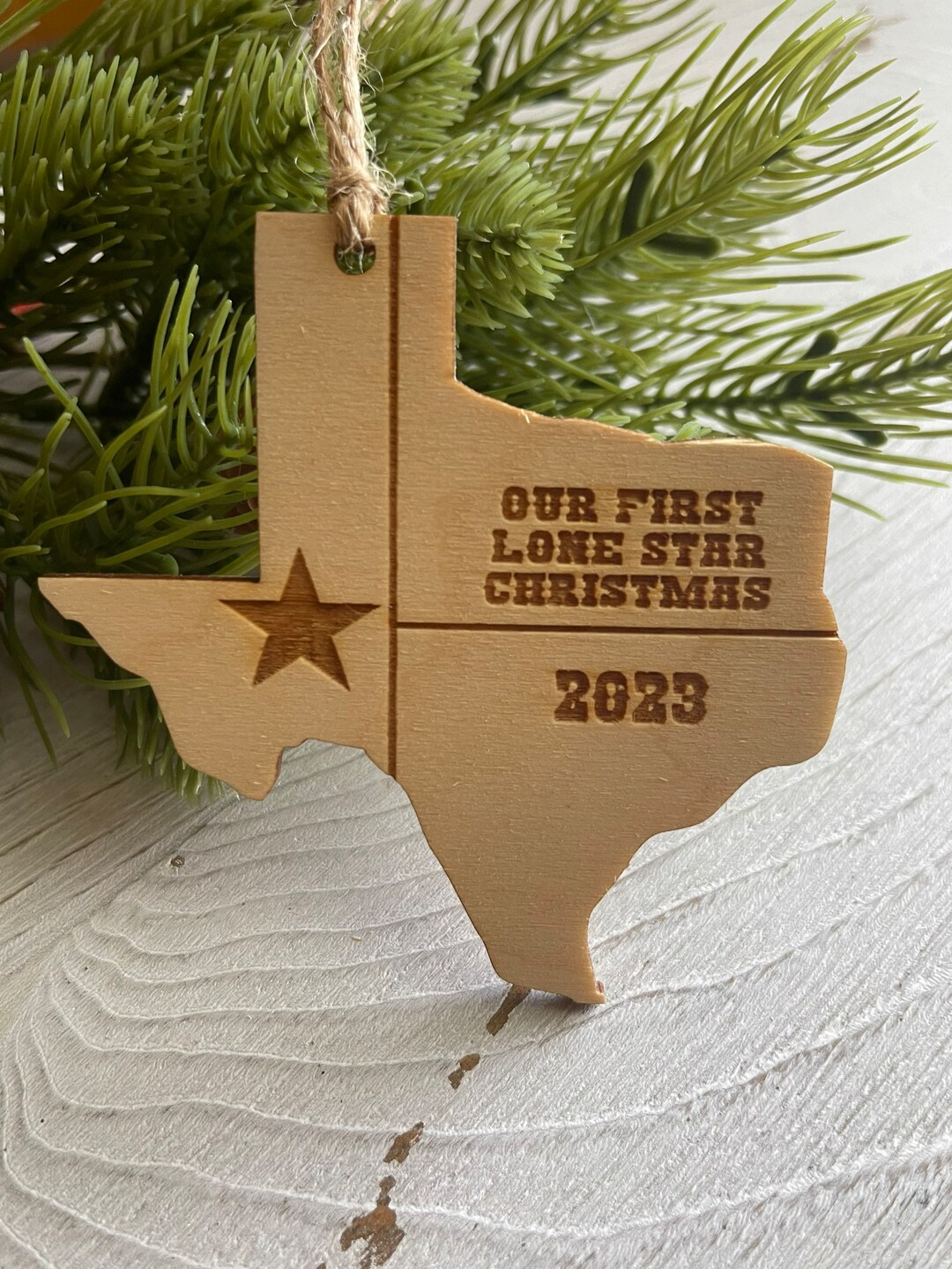 Texas Tag Ornament - 2025 Our First Lone Star Christmas State City ...