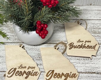 Georgia Ornament - State travel souvenir keepsake tag wedding party favor special event