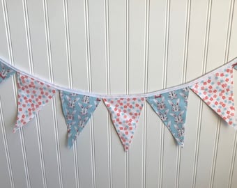 Easter banner / bunting / photo prop / flag / pennant - bunny egg carrot floral