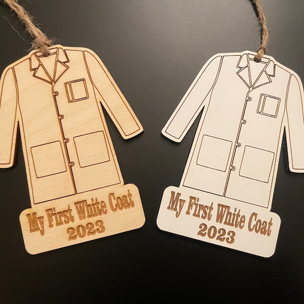 2024 Medical White Coat First Ornament Tag - Doctor Nurse Dentist Veterinarian Pharmacist Med student Physical Therapist 2025