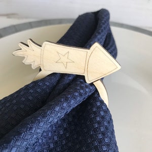 Fireworks napkin ring - birch wood firecracker July independence  USA America party bbq holder dinnerware setting