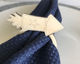 Fireworks napkin ring - birch wood firecracker July independence  USA America party bbq holder dinnerware setting