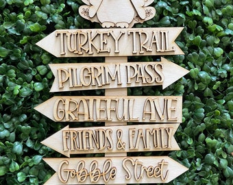 Thanksgiving Turkey Street sign DIY wood - unfinished cut out door hanger wall decor craft supply sign kit blanks wreath